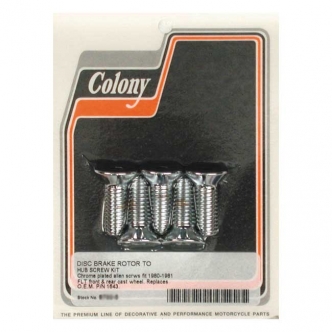 Colony Brake Rotor Bolt Kit Flat Head Allen Front & Rear in Chrome Finish For 1980-1981 FLT Models (ARM929989)