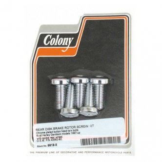 Colony Brake Rotor Bolt Kit Flat Torx For Laced Wheels in Chrome For Rear 1997-2017 B.T., XL; 1973-1980 FX; Front; 1973-1984 FL Models (ARM704799)