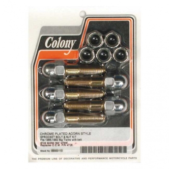 Colony Sprocket Bolt & Nut Kit Rear Wheel, Spoke Wheel With Belt in Chrome Acorn Finish For 1985-1992 B.T. Models (ARM049989)