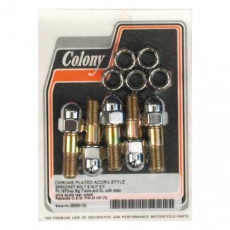 Colony Sprocket Bolt & Nut Kit Rear Spoke Wheel With Chain Acorn For 1973-1984 B.T. & 1979-1990 XL Models (ARM449989)