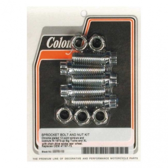 Colony Sprocket Bolt & Nut Kit Rear Spoke Wheel With Chain, 12 Point For 1973-1984 B.T. & 1979-1990 XL Models (ARM749989)