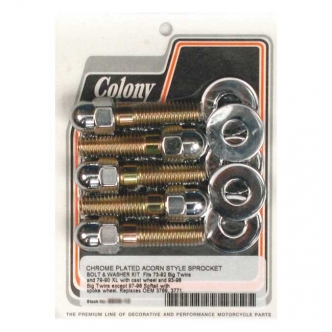 Colony Sprocket Bolt Kit Acorn For 1973-1992 B.T. & 1979-1990 XL (Cast Wheel, Chain & Belt), 1993-1998 B.T. Spoke Wheel (Excluding 1997-1998 Softail) Models (8838-10)