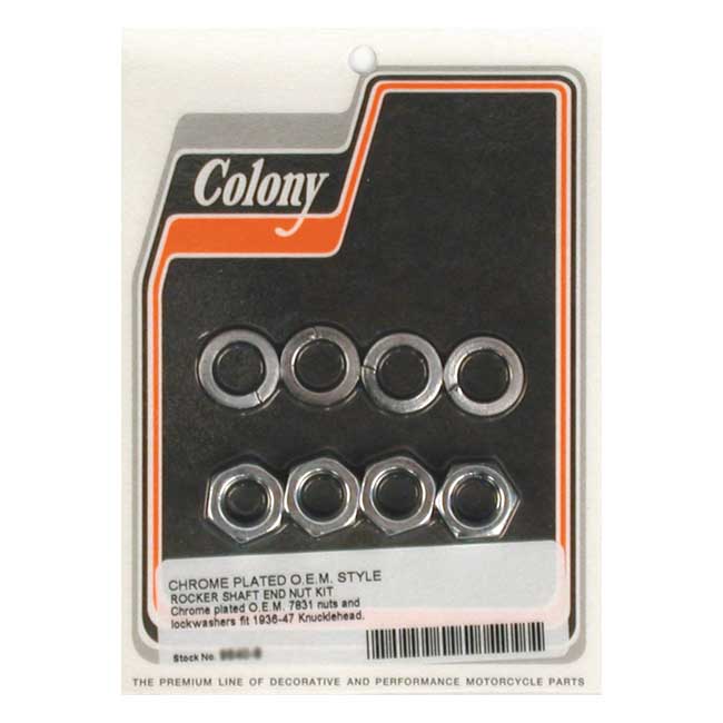 Colony Rocker Shaft End Nut Kit Left Side in Chrome Finish For 1936