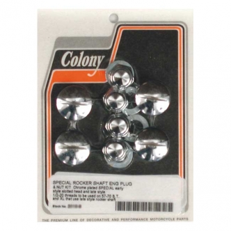 Colony Rocker Shaft Plug & Nut Kit Early Slotted Style in Chrome Finish For Late 1971-1984 B.T., Late 1971-1985 XL Models (ARM725989)