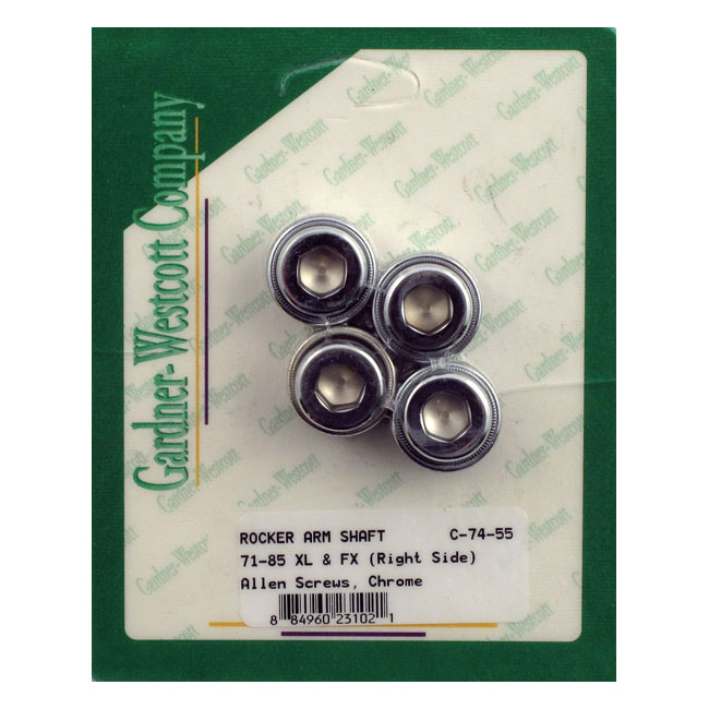 Gardner Westcott Rocker Shaft End Plugs, Allen Style in Chrome Finish