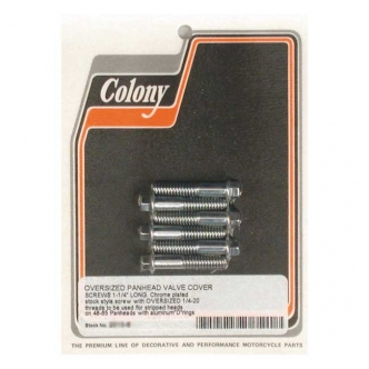 Colony O.S. Rocker Cover Screw Set For Alu D-Rings, 1/4-20 O.S. Threads in Chrome Finish For 1948-1965 Panhead Models (ARM566989)
