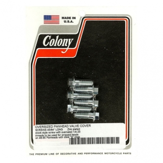 Colony O.S. Rocker Cover Screw Set For Steel D-Rings 1/4-20 O.S. Threads; Used When Stock Threads are Stripped in Zinc Finish For 1948-1965 PanHead Models (ARM728929)