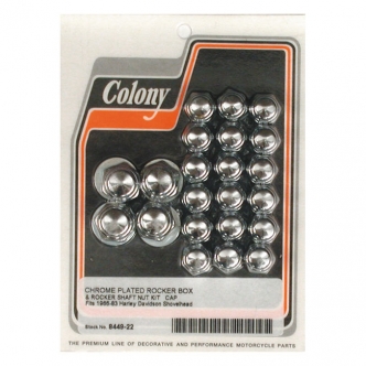 Colony Rocker Box Nut Kit, Cap Style 18 Top & 4 Rocker Shaft Nuts For 1966-1984 Shovel Models (ARM507005)