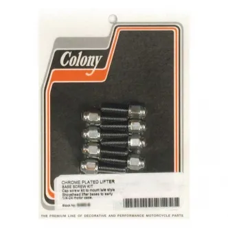 Colony Tappet Block Mount Kit, Cap Style in Chrome Finish For B.T. Conversion, Late 1976-1984 Tappet Guides On 1936- Early 1976 Cases Models (ARM371989)