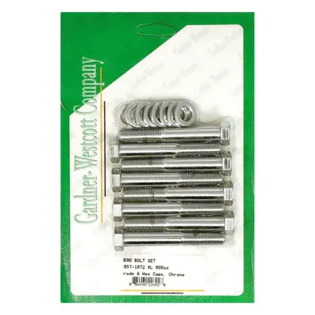 Gardner Westcott Head Bolts Stock Style Hex OEM Style Hex Bolts With Washers in Chrome Finish For 1957- Eaerly 1973 XL Models (C-20-18H)