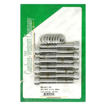 Gardner Westcott Head Bolts, Allenheads 900cc Models, Including Washers in Chrome Finish For 1957-1972 XL Models (C-20-18)