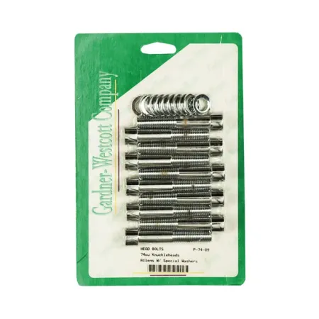 Gardner Westcott Head Bolt Kit Allenhead, Including Washers in Chrome Finish For 1940-1947 74 Inch (1200CC) Knuckle Models (P-74-09)