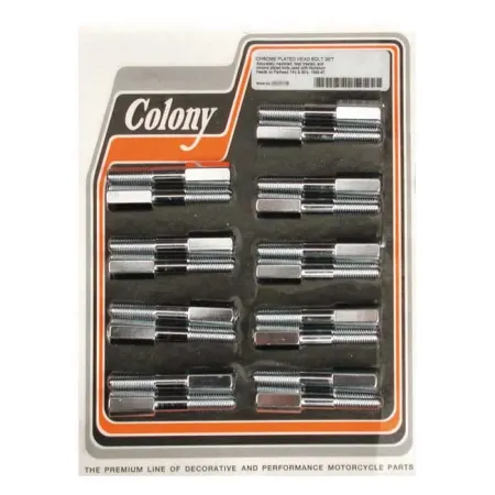 Colony Head Bolt Kit OEM Style Aluminium Heads in Chrome Finish For 1937-1948 74/80 Inch SV B.T. Models (8216-18)