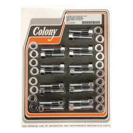 Colony Head Bolt Kit OEM Style Cast Iron Heads in Chrome Finish For 1937/1948 74/80 Inch SV B.T., 1929-1950 45 Inch SV Models (8218-36)