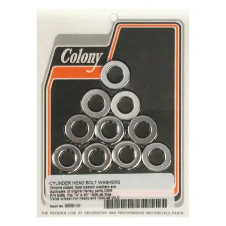 Colony Head Bolt Washer Set in Chrome Finish For H-D SideValves With Cast Iron Heads Models (2008-10)