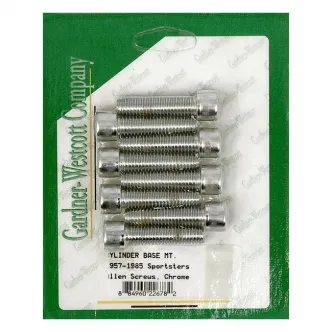 Gardner Westcott Cylinder Base Allen Bolt Set Requires Removal Of Studs Including Washers in Chrome Finish For 1957-1985 XL Models (ARM743779)