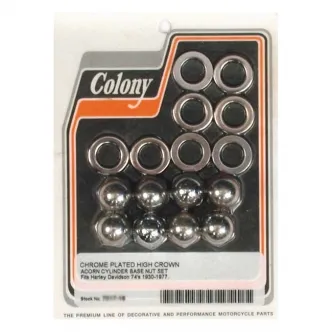 Colony Cylinder Base Nut Kit Acorn in Chrome Finish For 1930-1978 B.T. Models (ARM901989)