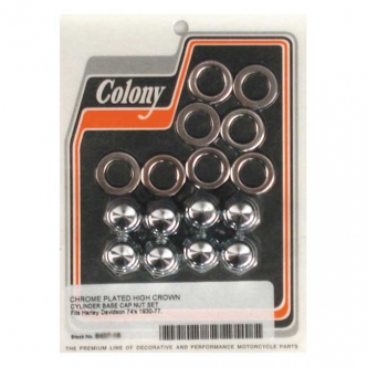Colony Cylinder Base Nut Kit Cap Style in Chrome Finish For 1930-1978 B.T. Models (ARM011989)