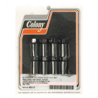 Colony Cylinder Base Nut Kit 'High Torque' No Washers, Provides Extra Space For Big Bore Cylinders But Fits Stock Bore Cylinders Equally Well in Black Oxide Finish For 1936-1984 B.T. Models (ARM675079)
