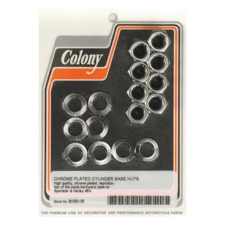 Colony Cylinder Base Nut Kit Hex in Chrome Finish For 1957-1985 XL, 1929-1973 45 Inch SV Models (8106-16)