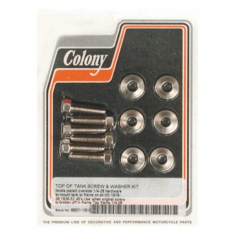 Colony Oil Tank Hardware Set O.S. Mounts Oil Tank To Frame, Oversize in Nickel Plated Finish For 1918-1936 All H-D, 1936-1952 45 Inch SV Models (ARM128989)