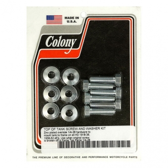 Colony Oil Tank Hardware Set. Oversize Mounts Oil Tank To Frame in Zinc Plated Finish For 1918-1936 All H-D, 1936-1952 45 Inch SV Models (ARM958929)