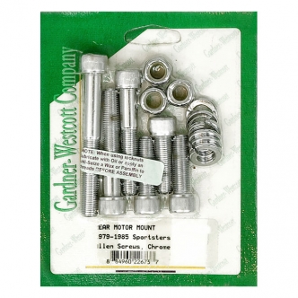 Gardner Westcott Motor Mount Set Rear Allen Screws in Chrome Finish For 1979-1981 XL Models (ARM796015)