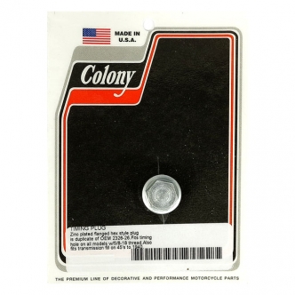 Colony Timing & Drain Plug OEM Hex Washer Style 5/8-18 Thread in Zinc Finish For Timing Plug, 1938-1999 B.T. (Excluding TC), 1952-2003 XL, 1938-1973 45 Inch SV, 1981-Up Various Oil Tanks (Excluding FLT, FXR) Models (ARM937929)