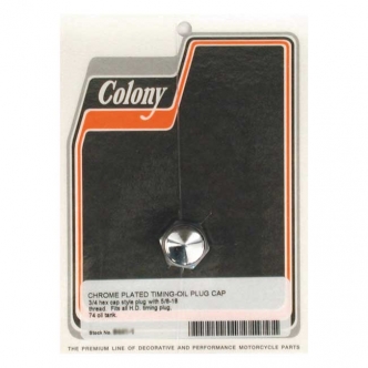 Colony Timing & Drain Plug Cap Style 5/8-18 Threaded in Chrome Finish For Timing Plug, 1938-1999 B.T. (Excluding TC), 1952-2003 XL, 1938-1973 45 Inch SV, 1981-Up Various Oil Tanks (excluding FLT, FXR) Models (ARM482989)