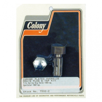 Colony Oversize Plug And Tap Kit Domed Hex 9/16-18 Plug. Used To Repair 1/2-18 Drain Plug Holes in Chrome Finish For 1938-1999 B.T. (Excluding TC), 1952-2003 K XL, 1938-1973 45 Inch SV Models (ARM529215)