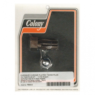 Colony O.S. Timing Plug And Tap Kit 11/16 Inch x 16 in Chrome Acorn Finish For 1938-1999 B.T. (Excluding TC), 1952-2003 XL, 1938-1973 45 Inch SV Models (ARM519215)