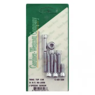 Gardner Westcott Transmission Top Cover Screw Kit Including Speedo Sensor Screw in Chrome Finish For 1998-2006 Softail Models (ARM481779)