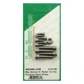 Gardner Westcott H/Bar Control Screw Kit, in Stainless Steel Allen Finish For 1996-2017 Softail, Dyna, XL, 1996-2007 FLT/Touring, 2002-2017 V-Rod Models (ARM396415)