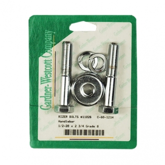 Gardner Westcott Riser Bolt Kit 1/2-20 x 2-3/4 Inch Hex Includes Chrome Bolts, Lock Washers and Hardened Flat Washers (ARM622319)