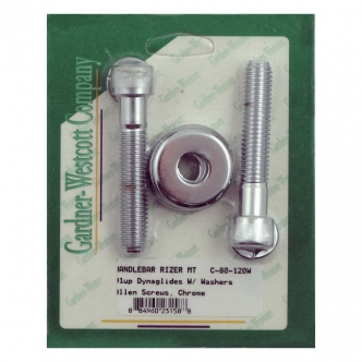 Gardner Westcott Riser Bolt Kit in Chrome Finish Including Lock Washers and Cup Washers, 1/2-13 x 2 3/4 Allenhead For 1991-2017 Dyna, 1997-2015 FXST Models (ARM879579)