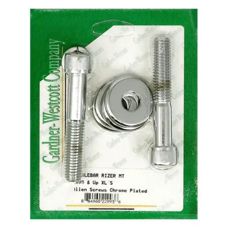Gardner Westcott Handlebar Riser Mount Kit in Chrome Finish Allen Head With Cup Washers For 1995-2000 XL Models (C-61-57)