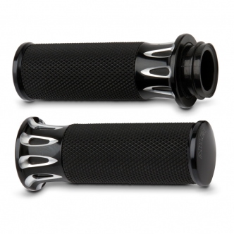 Arlen Ness Deep Cut Fusion Grips In Black For 1974-2023 Harley Davidson Single And Dual Throttle Cable Models (07-317)