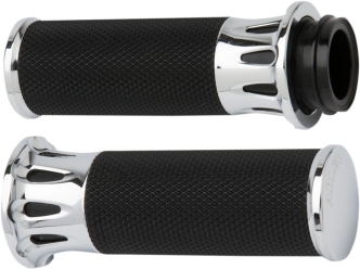Arlen Ness Deep Cut Fusion Grips In Chrome For 2008-2023 Harley Davidson Electronic Throttle Models (07-318)
