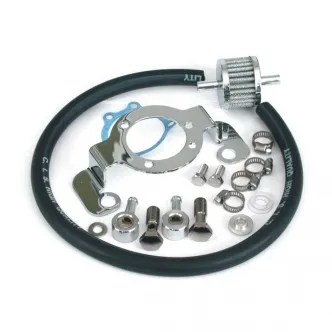 Doss Air Cleaner Adapter Bracket Kit in Chrome Finish Including Breather Bolts, Hose & Filter For 1991-2006 XL Models (ARM420509)
