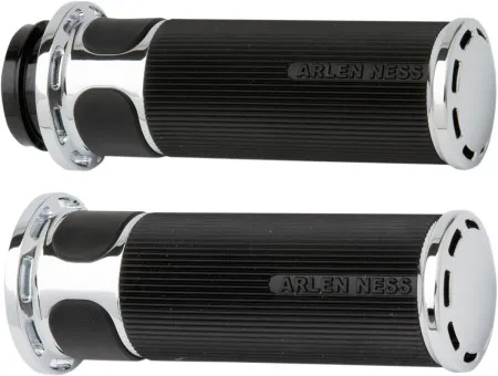 Arlen Ness Slot Track Grips In Chrome For 2008-2024 Harley Davidson E-Throttle Models & 2025 Road King Special/Trike (07-302)