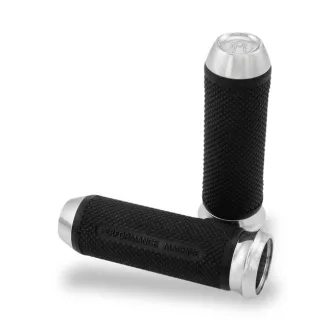 Performance Machine Elite Grips In Chrome Finish For 1974-2023 Harley Davidson Single And Dual Throttle Cable Models (0063-2027-CH)