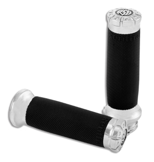 Roland Sands Design Chrono Chrome Grips For 1974-2023 Harley Davidson Single And Dual Throttle Cable Models (0063-2036-CH)