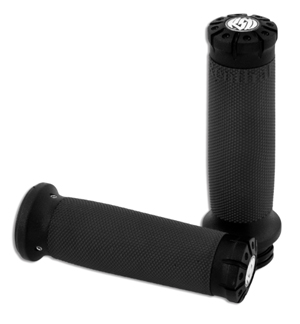 Roland Sands Design Chrono Black Ops Grips For 1974-2020 Harley Davidson Single And Dual Throttle Cable Models (0063-2036-SMB)