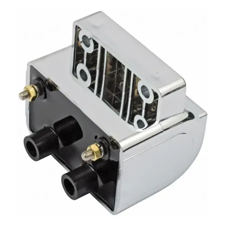 Doss Late OEM Style Ignition Coil 12V 4 OHM Electronic Ignition in Chrome Finish For 1980-1984 HD Models (10-2032)