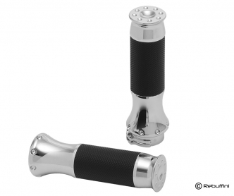 Rebuffini Cycles Rea Grips In Chrome For 2008-2023 Harley Davidson Electronic Throttle Models (000719C)