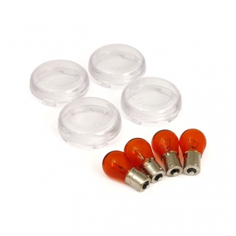 Doss Turn Signal Lens Kit, Bullet EC Approved, Clear Lens, Amber Bulbs Included For 2000-2017 H-D (Excluding V-Rod, Street) With Bullet Turnsignals (ARM180505)