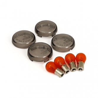 Doss Turn Signal Lens Kit, Bullet Smoke Lens EC Approved, Amber Bulbs Included For 2002-2017 V-Rod Models (ARM480505)