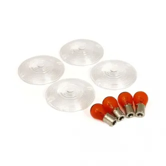 Doss Turn Signal Lens Kit, Flatlens Clear, EC Approved, Bulbs Included For 1986-2017 H-D With Flatlens Turn Signals Models (ARM680505)