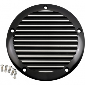 Joker Machine Finned Black & Silver Derby Cover For 2016-2020 Dressers & 2015 FLHTCUL/FLHTKL Models (06-960-1SB)