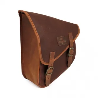 Long Ride Waxed Cotton Swingarm Bag Including Mounting Straps, Left Side in Brown Finish For 1984-2017 Softail Models (ARM404689)